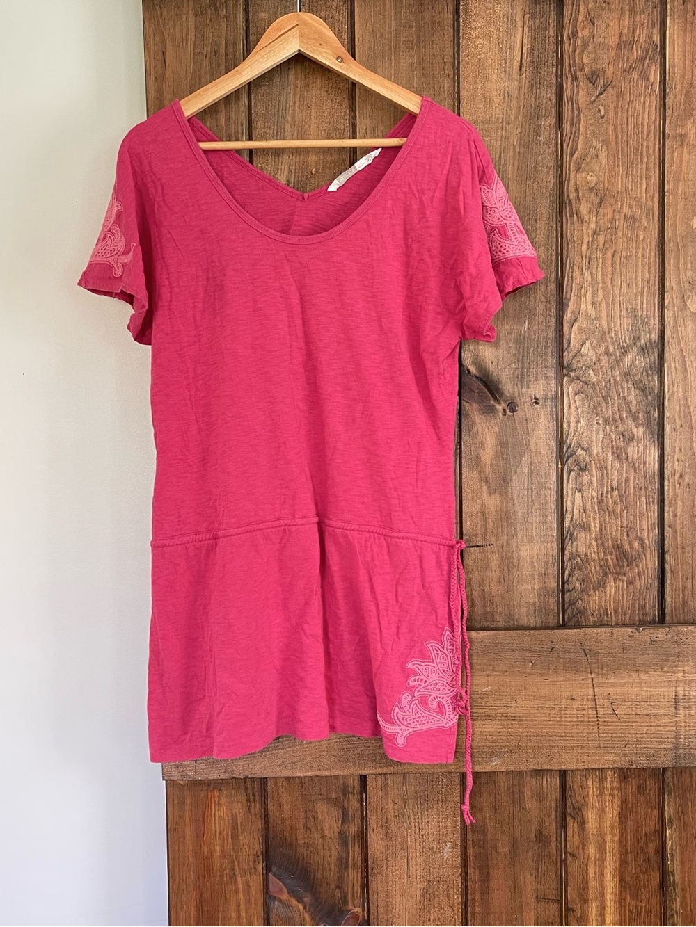 Athleta Taj Pink Cotton Modal Cover Up Dress Med Embroidered Sporty Boho